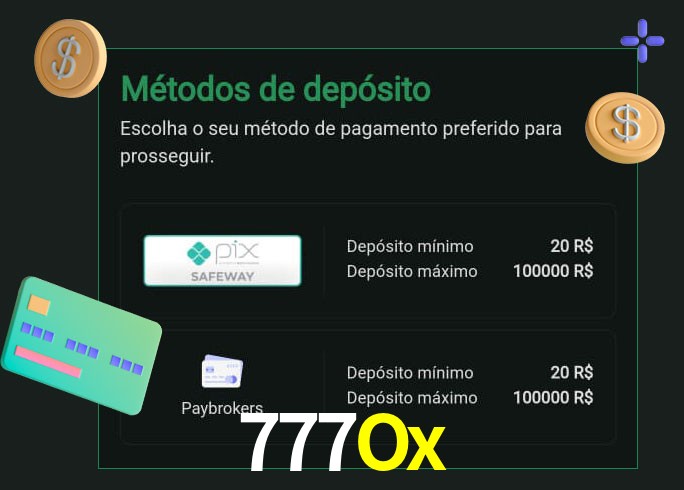 O cassino 777Ox oferece uma grande variedade de métodos de pagamento